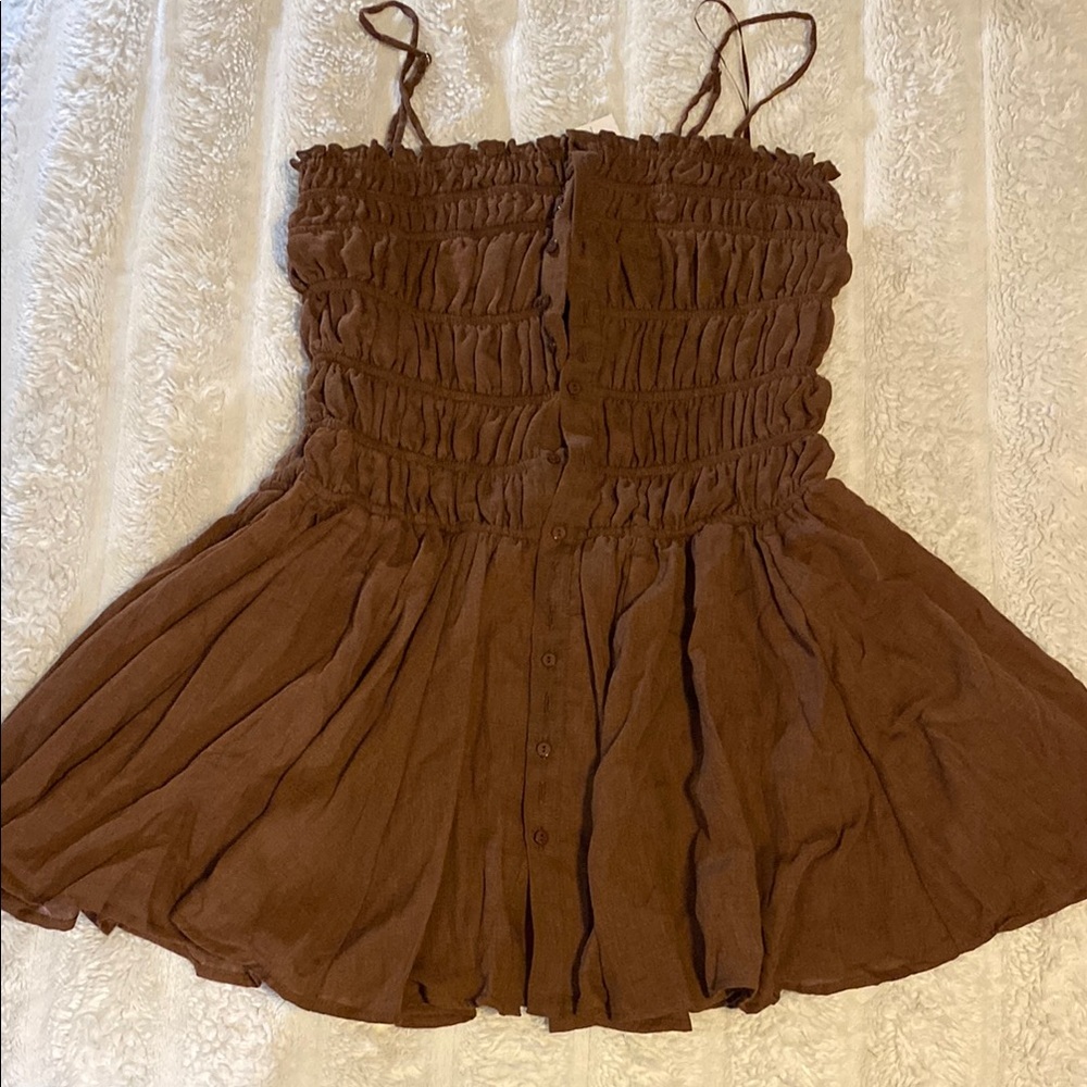 12th Tribe Chocolate Brown Ruched Top